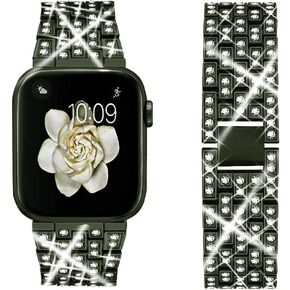 Dsytom Bing Band Compatible with Apple Watch Band 38mm 40mm 41mm,Jewelry Replacement Metal Wristband Strap for iWatch Band Series Ultra 2 9/8/7/6/5/4/3/2/1/SE Ultra(Black)