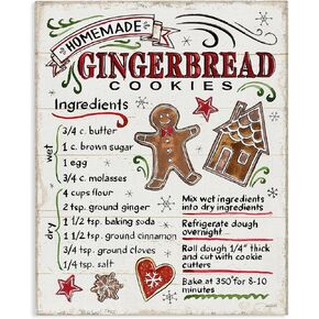 Stupell Industries Homemade Gingerbread Cookies Holiday Cooking Instructions, Designed by Anne Tavoletti Canvas Wall Art, 16x20, Off- White