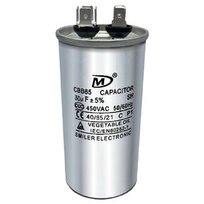 CBB65 30 uF 5% 30 MFD 450 VAC Round Run Start Capacitor for HVAC and AC Motor, Fan, Cool or Heat Pump