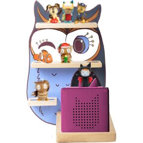 Magnetic Wall Shelf for Toniebox Tonies Figures, Wooden Floating Tonies Characters Shelf Toniebox Charging Station, Blue Owl