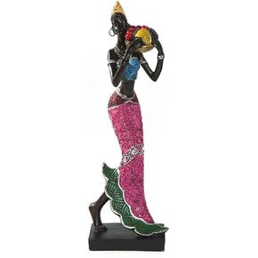 African Statues Figurines African Sculpture,African Women Figure Girls Tribal Lady Figurine Statue for Home Office Desktop Decorations