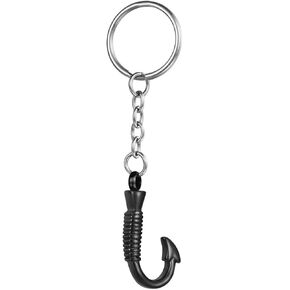 Urn Keychain Fish Hook Memorial Keepsake Ashes Holder Cremation Jewelry Pendant, Black