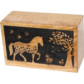 Handcrafted Horse Wooden Cremation Urns for Human Ashes Adult Large - Funeral Urn Box - Burial Urns for Columbarium (9X5.5X4.5)