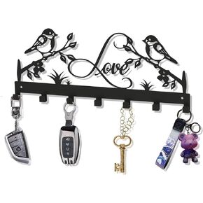 Key Hooks Key Holders for Wall Metal Key Organizer Wall Decoration with 7 Hooks for Doorway, Entryway, Front Door, Kitchen, Bathroom, Office, 12 inches/30cm Mountain Pattern