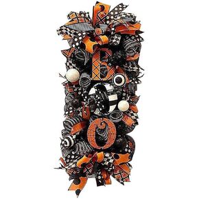 Halloween Swag Wreaths, Autumn Wreath,Fall Boo Swag Wreaths, Scary Front Door Ornaments,Halloween Spider Mesh and Ribbons Boo Swag Garland for Table Wall and Thanksgiving Decorations(#1)