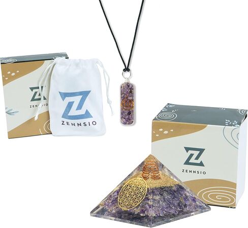 Orgone Pyramid Amethyst Crystal for Love Protection - Copper Coil for Reiki Crown Chakra Balance - Positive Energy Generator Amethyst Orgonite Pendant - Orgonite Meditation Pyramid Crystal Healing in Saudi Arabia