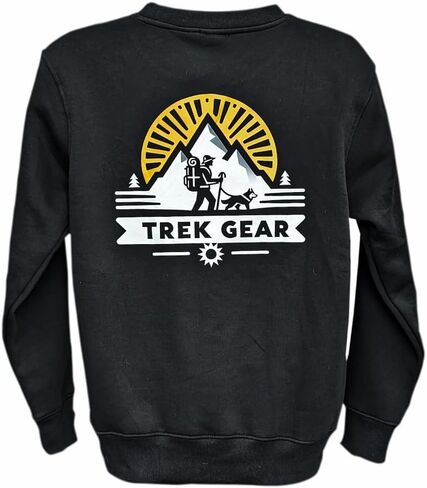 سويت شيرت TrekGear، مزيج من القطن، رقبة دائرية، كم طويل كاجوال، لون أسود خالص، ماص للرطوبة، مقاس مريح، مقاس كبير in Kuwait