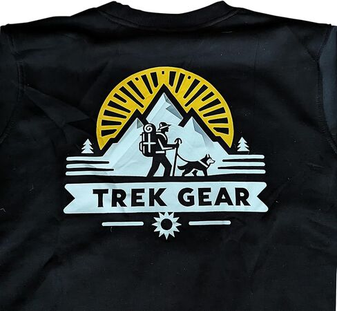 سويت شيرت TrekGear، مزيج من القطن، رقبة دائرية، كم طويل كاجوال، لون أسود خالص، ماص للرطوبة، مقاس مريح، مقاس كبير in Kuwait