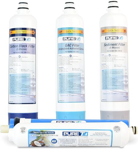 PureT - Filter Set for EZ Slim Reverse Osmosis System - Water Filter Purification Set, Water Filter Replacement, Sediment, Carbon Block, Coconut Shell & Reverse Osmosis Water Filters, (EZ-SLIM-SET4) in Saudi Arabia