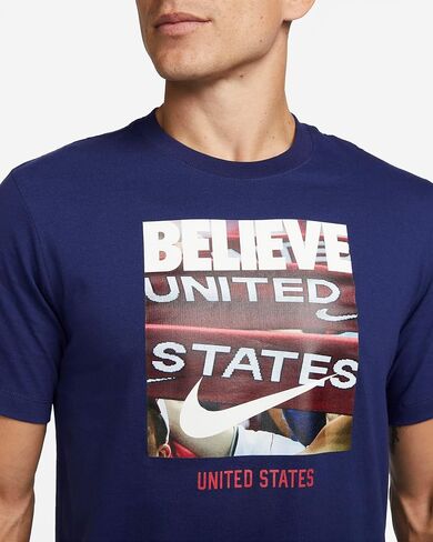 تي شيرت NIKE USA Pride Believe للرجال بألوان الفريق الوطني مقاس X-Large باللون الأزرق الداكن in Saudi Arabia