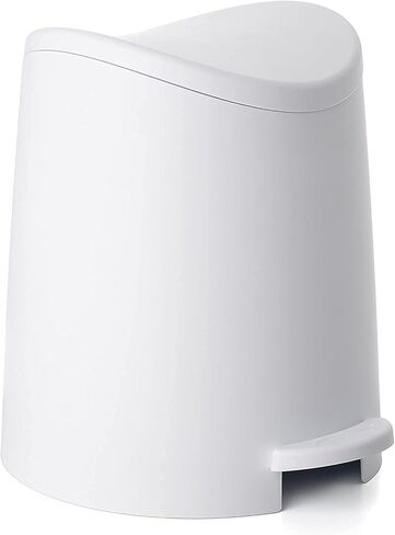 Small Plastic Bathroom Trash Can with Lid 3 Liter Modern Curved Step On Trash Can with Foot Pedal, Mini Kitchen Waste Bin, Durable and Soft Close for Bedroom, Office, Under Desk (Ecohome-2 Pack) in Kuwait
