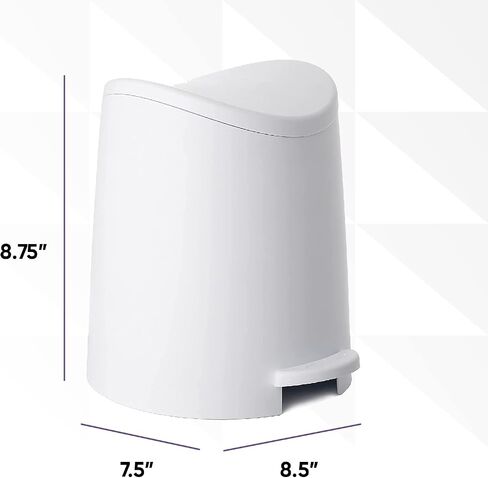 Small Plastic Bathroom Trash Can with Lid 3 Liter Modern Curved Step On Trash Can with Foot Pedal, Mini Kitchen Waste Bin, Durable and Soft Close for Bedroom, Office, Under Desk (Ecohome-2 Pack) in Kuwait