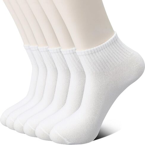 Lusofie White Ankle Socks for Women Cotton Mini Crew Socks Casual Ankle Socks Solid Color Athletic Running Socks for Bootie Gym Workout in Saudi Arabia