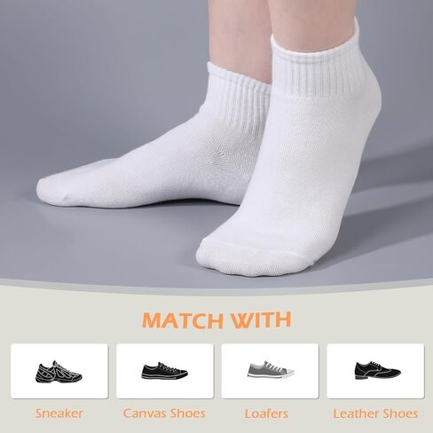 Lusofie White Ankle Socks for Women Cotton Mini Crew Socks Casual Ankle Socks Solid Color Athletic Running Socks for Bootie Gym Workout in Saudi Arabia