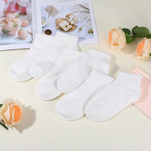 Lusofie White Ankle Socks for Women Cotton Mini Crew Socks Casual Ankle Socks Solid Color Athletic Running Socks for Bootie Gym Workout in Saudi Arabia