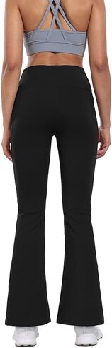 Flare High Waist Women Yoga Pant with Pockets Crossover Compression Workout Leggings Pet Hair Resistant in Saudi Arabia