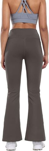 Flare High Waist Women Yoga Pant with Pockets Crossover Compression Workout Leggings Pet Hair Resistant in Saudi Arabia