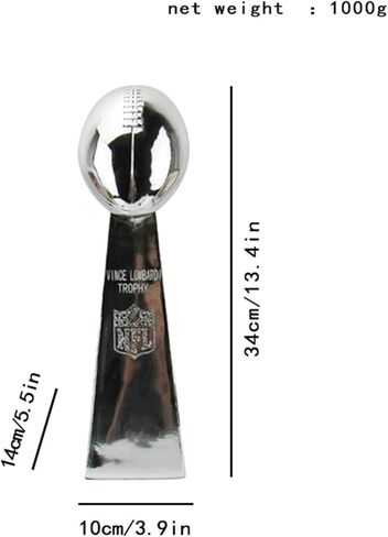 Silver Football Championship Replica Trophy, Resin Chrome Winner Cup Award Souvenir for League Team Sports Fan in Saudi Arabia