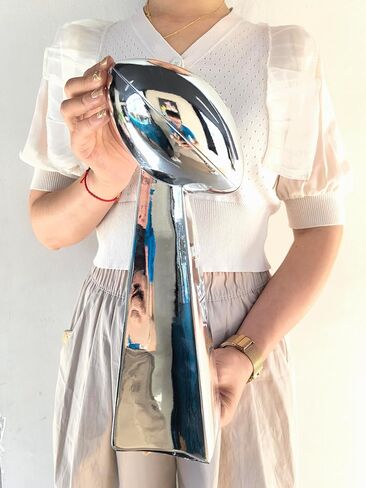 Silver Football Championship Replica Trophy, Resin Chrome Winner Cup Award Souvenir for League Team Sports Fan in Kuwait