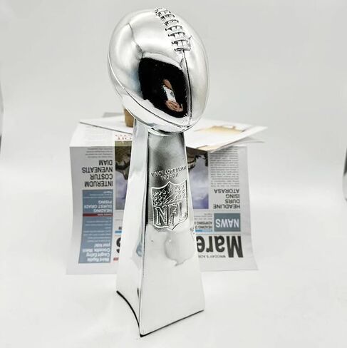 Silver Football Championship Replica Trophy, Resin Chrome Winner Cup Award Souvenir for League Team Sports Fan in Saudi Arabia
