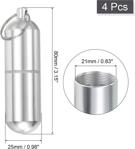 uxcell Toothpick Holder, 4Pcs - Aluminum Alloy Portable Toothpick Case, Waterproof Toothpick Holder Pocket with Keychain for Outdoor Picnic Camping (80mm) in Saudi Arabia