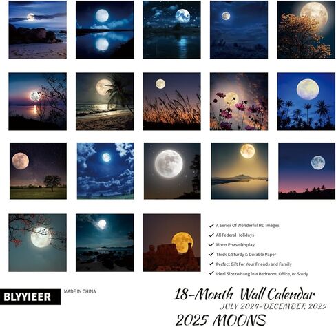 2025 Wall Calendar Milky Way, 18 Months Wallcalendar 2025, Jul.2024 - Dec.2025, 12" x 24" Opened, Thick Glossy Paper, Milky Way Calendars 2024-2025, Home and Office Organizer in Saudi Arabia