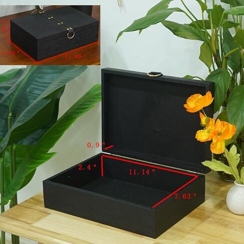 Black artificial leather box, jewelry storage box, identification storage box, rectangular box, living room desktop decoration box (11.85 * 8.38 * 3.66inch) in Kuwait