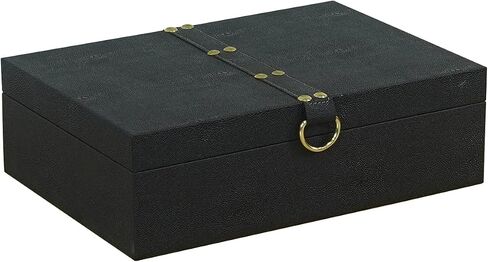 Black artificial leather box, jewelry storage box, identification storage box, rectangular box, living room desktop decoration box (11.85 * 8.38 * 3.66inch) in Kuwait