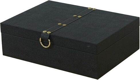 Black artificial leather box, jewelry storage box, identification storage box, rectangular box, living room desktop decoration box (11.85 * 8.38 * 3.66inch) in Kuwait