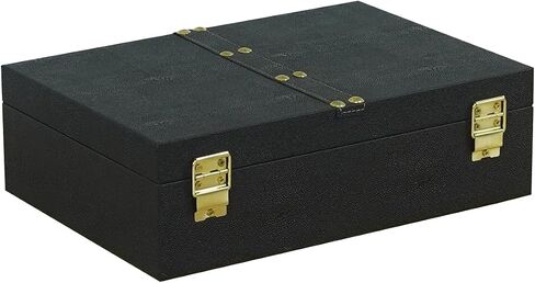 Black artificial leather box, jewelry storage box, identification storage box, rectangular box, living room desktop decoration box (11.85 * 8.38 * 3.66inch) in Kuwait