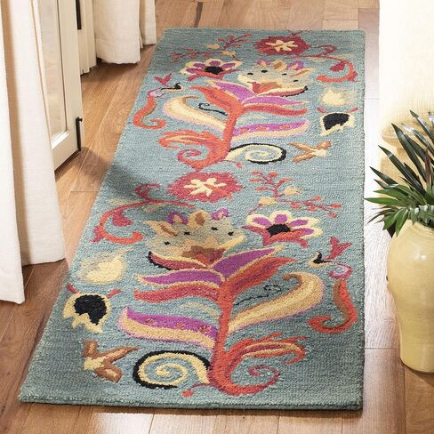مجموعة SAFAVIEH Blossom مقاس 2'3" x 8' أزرق/متعدد BLM679A سجادة عداء مصنوعة يدويًا من الصوف الفاخر in Saudi Arabia