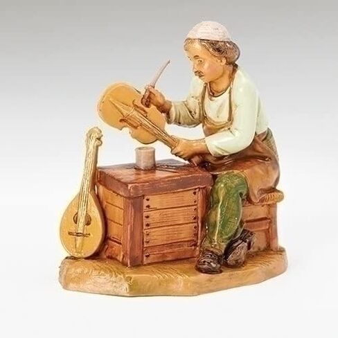 Fontanini by Roman Inc., Zimri The Instrument Maker, 5" Collection, Nativity Figure and Accessories, Hand Sculpted and Painted (4x3x5) in Kuwait