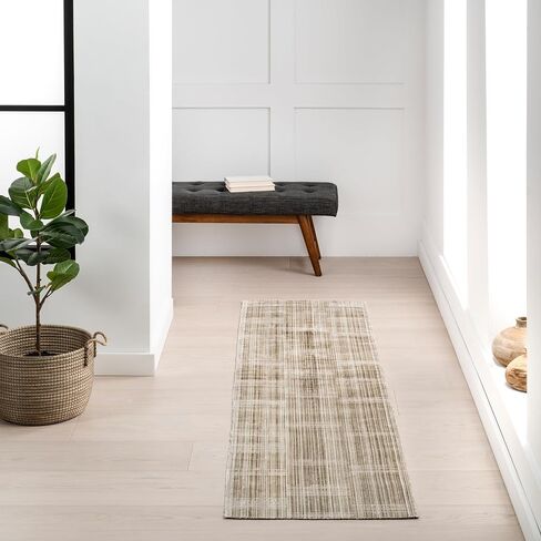 nuLOOM Zya Geometric Indoor/Outdoor Machine Washable Runner Rug, 2' x 8', Beige in Saudi Arabia