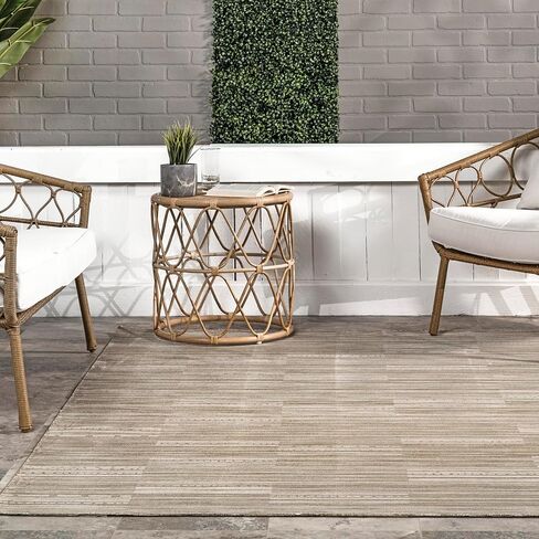 nuLOOM Zya Geometric Indoor/Outdoor Machine Washable Runner Rug, 2' x 8', Beige in Saudi Arabia