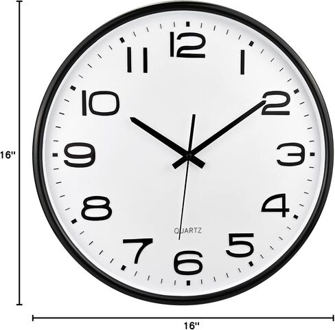 Plumeet 10'' Wall Clock, Battery Operated Small Wall Clocks Silent Non-Ticking Quartz, Modern Style Suitable for Bedroom Living Room Office Decor - 3D Numbers Display Easy to Read, Black in Saudi Arabia