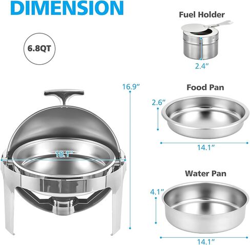 9 Qt Electric Chafing Dish Buffet Set, with Roll Top Viewing Lid, Stainless Steel Food Warming Tray, for Parties, Dinners and Catering, 1PACK in Saudi Arabia