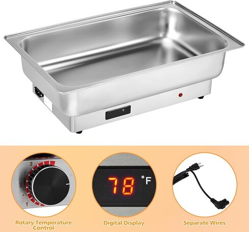 9 Qt Electric Chafing Dish Buffet Set, with Roll Top Viewing Lid, Stainless Steel Food Warming Tray, for Parties, Dinners and Catering, 1PACK in Saudi Arabia