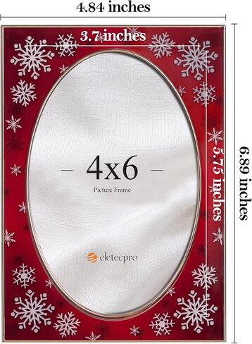 eletecpro Christmas Picture Frame 4x6 with Real Glass Cover, Enamel Photo Frame for Wall or Tabletop Horizontal or Vertical Display, Ideal for Christmas Party, Holiday, Oval, 1 Pack in Saudi Arabia