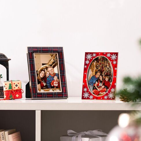 إطار صورة عيد الميلاد eletecpro مقاس 4×6 مع غطاء زجاجي حقيقي، إطار صورة من المينا للجدار أو سطح الطاولة للعرض الأفقي أو الرأسي، مثالي لحفلات عيد الميلاد، والعطلات، بيضاوي، عبوة واحدة in Kuwait