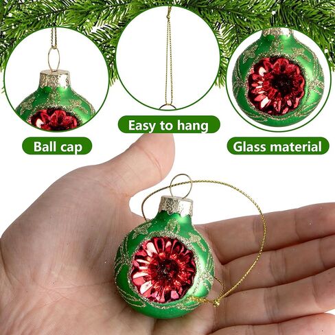 9 قطع زينة كرة عاكسة لعيد الميلاد، 1.6 بوصة زينة عاكسة زجاجية معلقة، كرة عاكسة زجاجية متعددة الألوان لتزيين شجرة عيد الميلاد العتيقة وديكور ترتيب الزهور in Kuwait