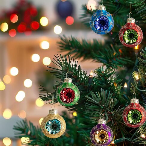 9 قطع زينة كرة عاكسة لعيد الميلاد، 1.6 بوصة زينة عاكسة زجاجية معلقة، كرة عاكسة زجاجية متعددة الألوان لتزيين شجرة عيد الميلاد العتيقة وديكور ترتيب الزهور in Kuwait