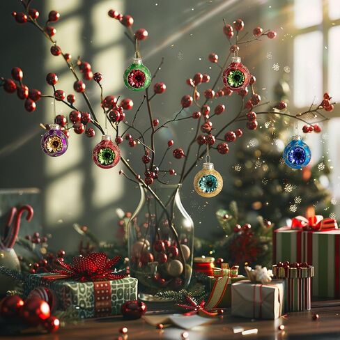 9 قطع زينة كرة عاكسة لعيد الميلاد، 1.6 بوصة زينة عاكسة زجاجية معلقة، كرة عاكسة زجاجية متعددة الألوان لتزيين شجرة عيد الميلاد العتيقة وديكور ترتيب الزهور in Kuwait