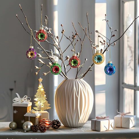 9 قطع زينة كرة عاكسة لعيد الميلاد، 1.6 بوصة زينة عاكسة زجاجية معلقة، كرة عاكسة زجاجية متعددة الألوان لتزيين شجرة عيد الميلاد العتيقة وديكور ترتيب الزهور in Kuwait