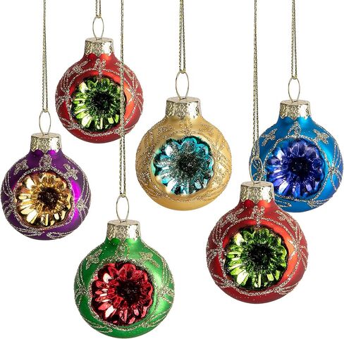 9 قطع زينة كرة عاكسة لعيد الميلاد، 1.6 بوصة زينة عاكسة زجاجية معلقة، كرة عاكسة زجاجية متعددة الألوان لتزيين شجرة عيد الميلاد العتيقة وديكور ترتيب الزهور in Kuwait
