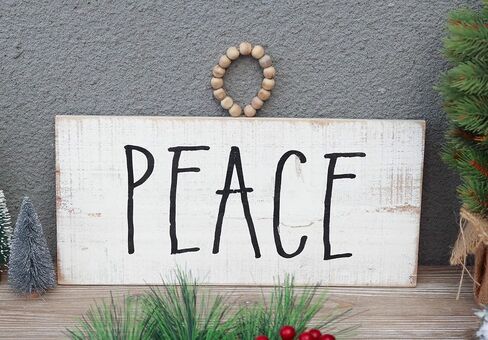 PARISLOFT Be Merry Whitewashed Wood Wall Hanging Plaque Sign with Natural Wood Bead String Hanger, Christmas Decoration Wood Sign for Home, Office in Saudi Arabia