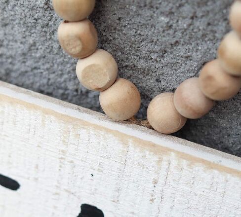 PARISLOFT Be Merry Whitewashed Wood Wall Hanging Plaque Sign with Natural Wood Bead String Hanger, Christmas Decoration Wood Sign for Home, Office in Saudi Arabia