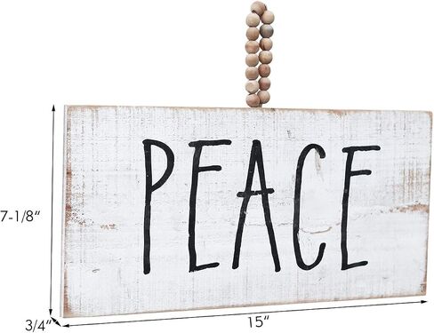 PARISLOFT Be Merry Whitewashed Wood Wall Hanging Plaque Sign with Natural Wood Bead String Hanger, Christmas Decoration Wood Sign for Home, Office in Saudi Arabia