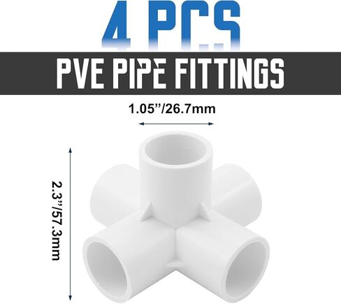 4 قطع من تركيبات الأنابيب البلاستيكية مقاس 3/4 بوصة، موصلات الأنابيب البلاستيكية ذات 5 اتجاهات، تركيبات زاوية PVC SCH40 للكوع PVC لموصلات خيمة هيكل PVC بإطار الدفيئة (5 طرق، 3/4 بوصة) in Kuwait