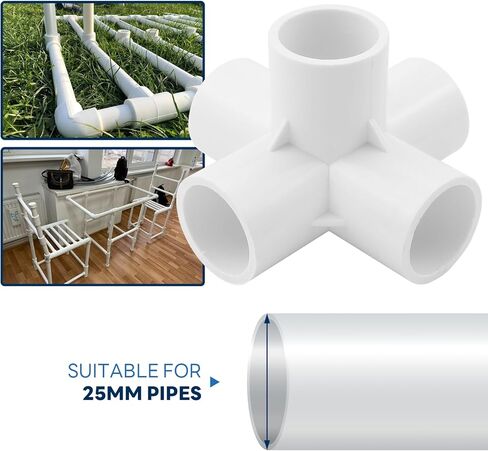 4 قطع من تركيبات الأنابيب البلاستيكية مقاس 3/4 بوصة، موصلات الأنابيب البلاستيكية ذات 5 اتجاهات، تركيبات زاوية PVC SCH40 للكوع PVC لموصلات خيمة هيكل PVC بإطار الدفيئة (5 طرق، 3/4 بوصة) in Kuwait