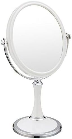 Tabletop Makeup Mirror, Portable Two Sided 1X & 3X Magnifying Mirror, Light-Weight Magnified Vanity Mirror with 360 Degree Swivel, ABS Plastic, White in Saudi Arabia